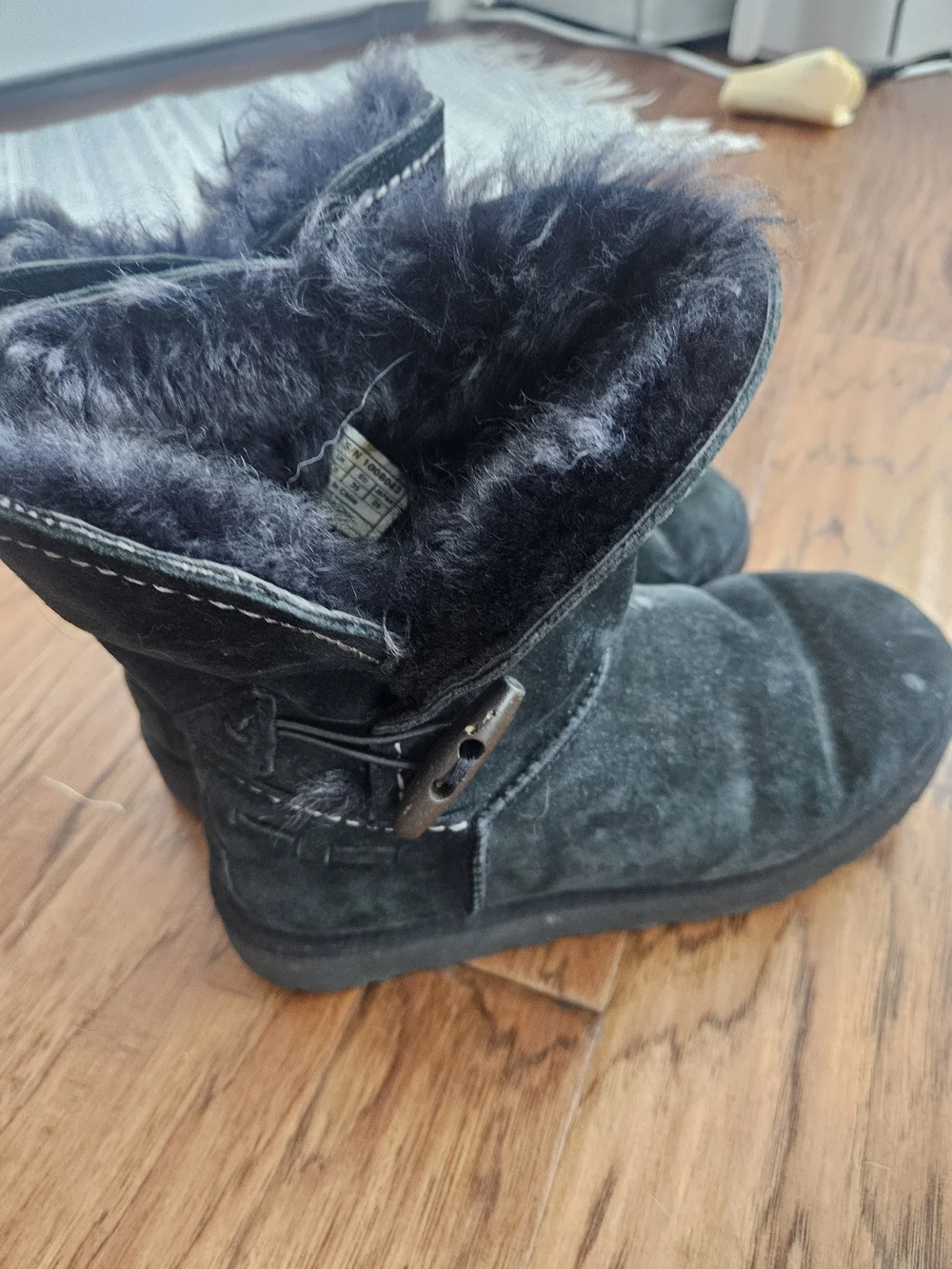 UGG Black Suede Shearling-Lined Winter Boots